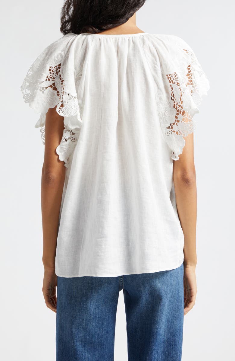 Ramy Brook Hilllary Lace Sleeve Linen Top, Alternate, color, 