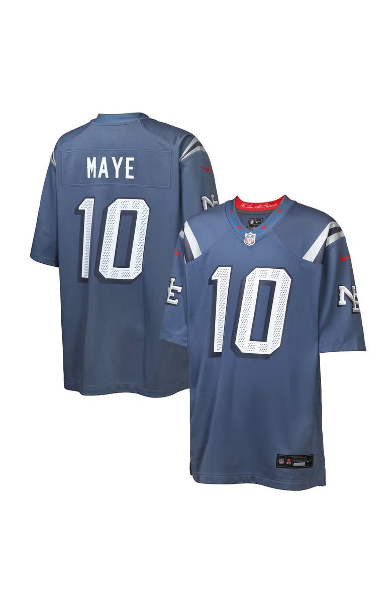 Nike Youth Nike Drake Maye Storm Blue New England Patriots 2025 Rivalries Collection Game Jersey, Main, color, 