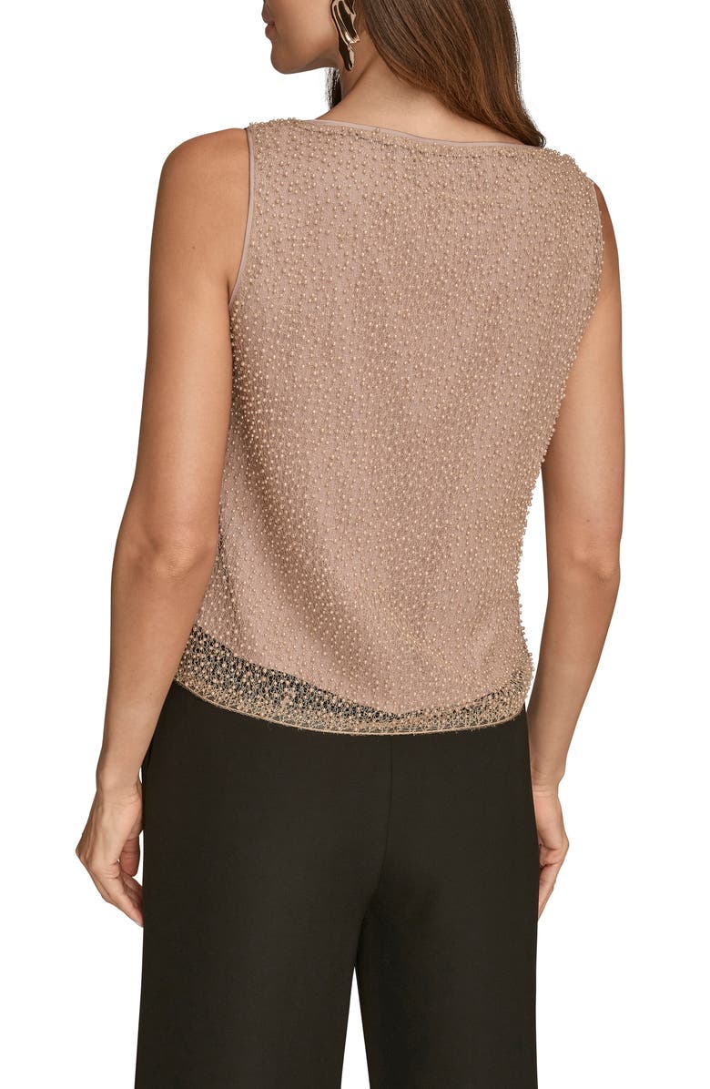 Donna Karan New York Faux Pearl Embellished Metallic Sleeveless Top, Alternate, color, Shadow Pink
