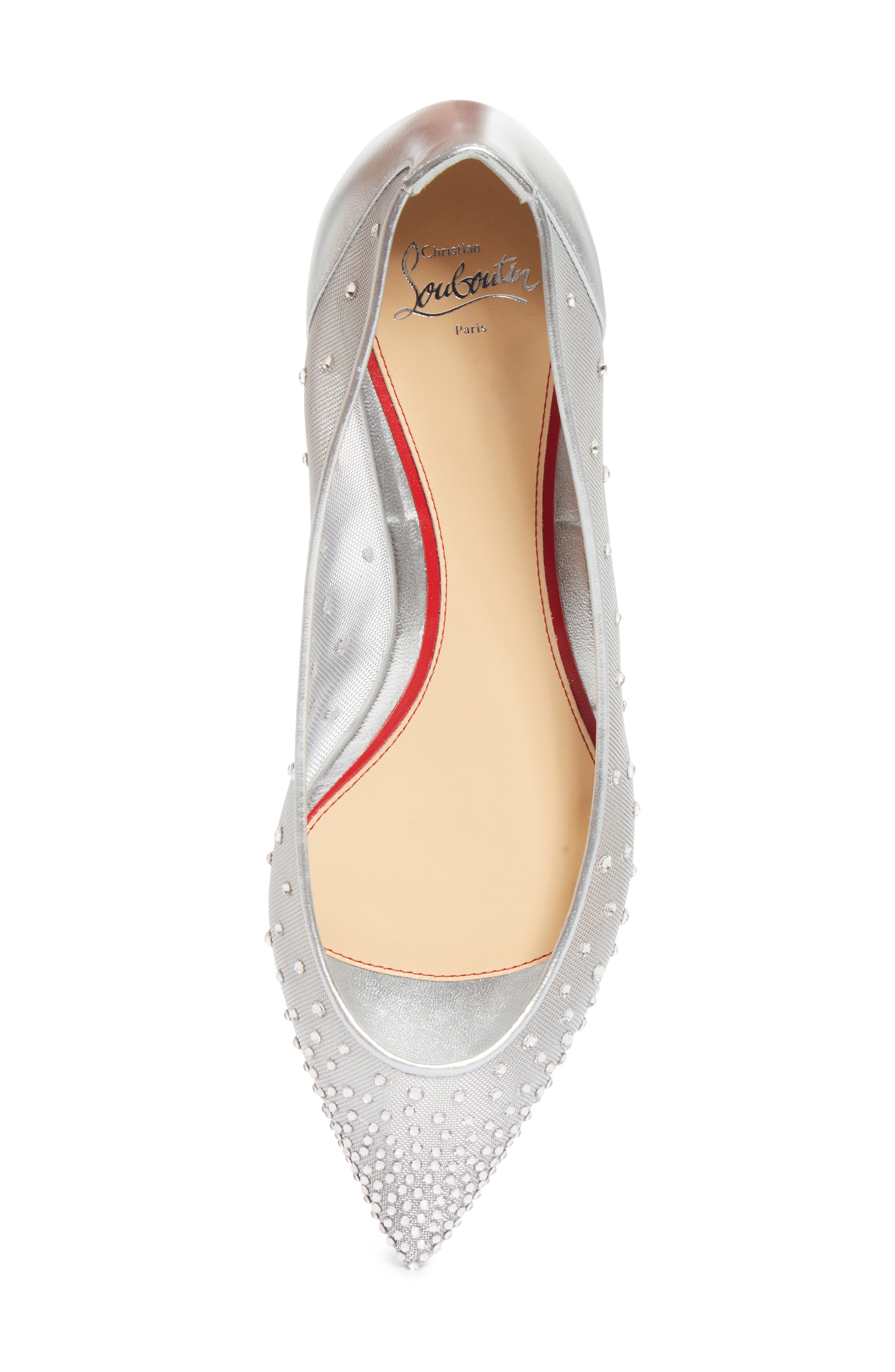 La Pigaletta Follies Strass Pointed Toe Flat, Alternate, color, CN1H VERSION SILVER