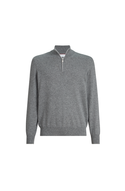 Cashmere sweater with half zip