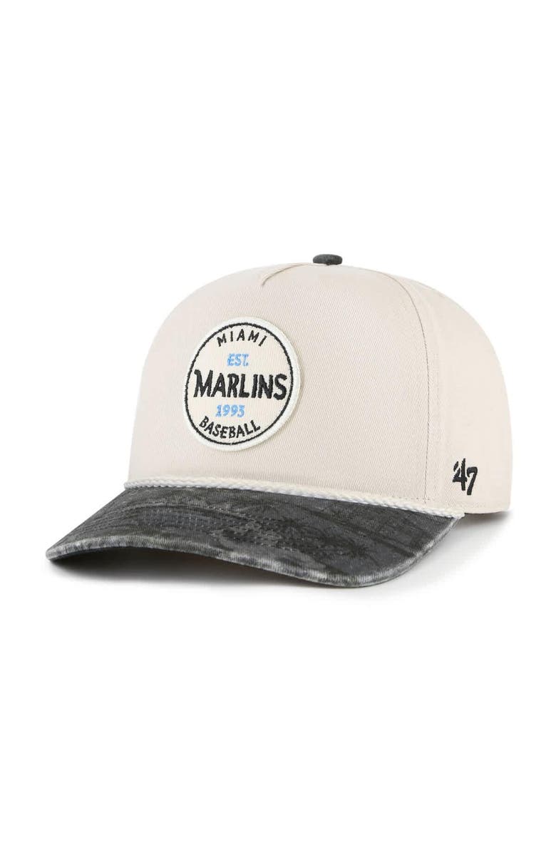 '47 Men's '47 Cream/Black Miami Marlins Fiji Rope Hitch Adjustable Hat, Main, color, Cream