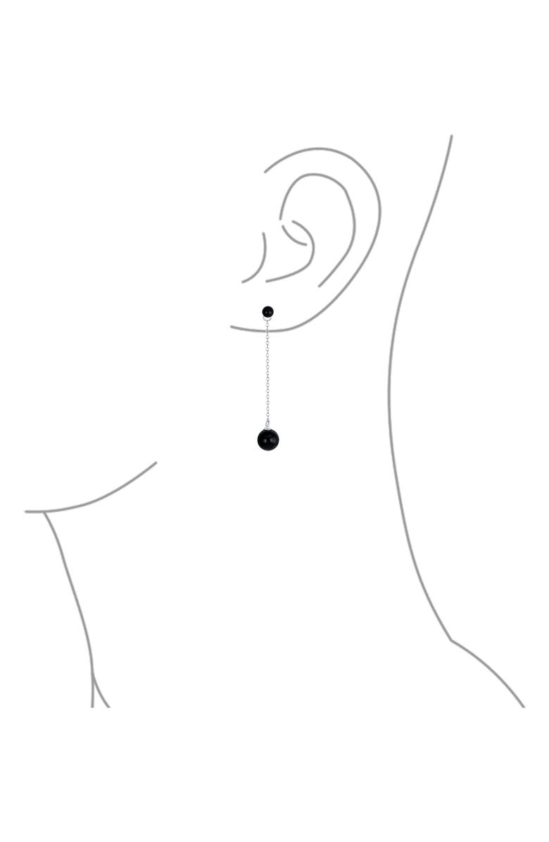 BLING JEWELRY Rhodium Plated Sterling Silver Double Ball Linear Earrings, Alternate, color, 