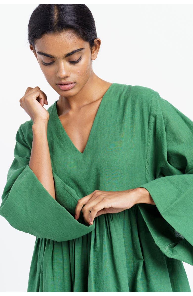 World of Crow Basil Green Gathered Midi Dress, Alternate, color,