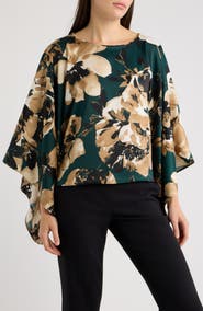 Anne Klein Bateau Neck Dolman Sleeve Cape Top
