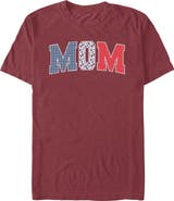 Minnie Mouse Men's Minnie Mouse Mom Three Collegiate Patterns Graphic T-Shirt