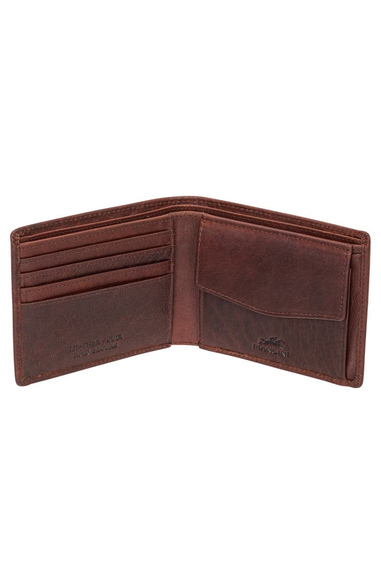 Mancini Buffalo RFID Wallet with Coin Pocket, Alternate, color, Brown
