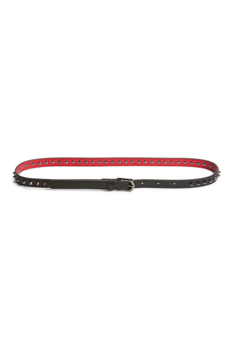 Cabata Spike Leather Belt, Main, color, Q156 BLACK/ LOUBI/ GUN METAL