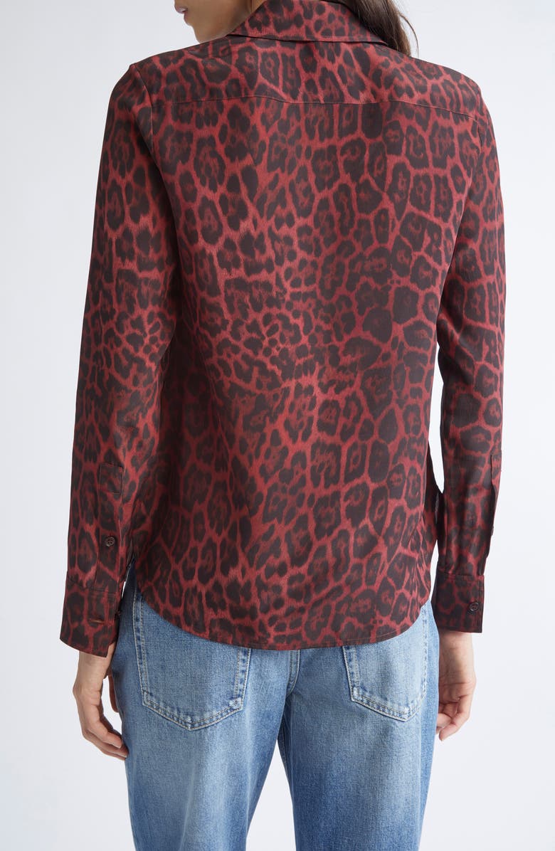Stella McCartney Iconic Leopard Print Button-Up Shirt, Alternate, color, 6062 - Berry