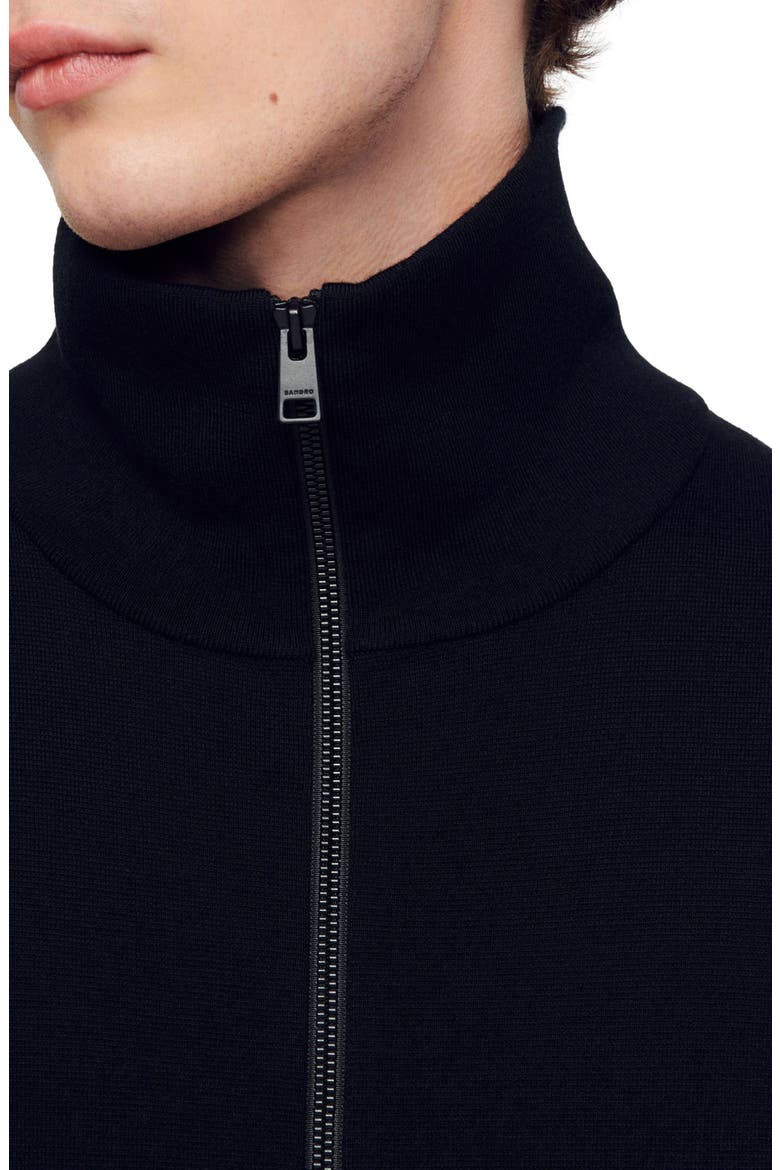 Zip-up wool cardigan, Alternate, color, MARINE