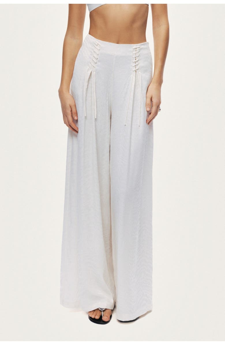Nocturne Lace Up Wide Leg Pants, Main, color, Ivory