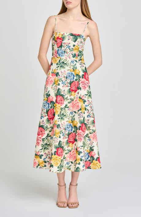 Josefina Floral Linen Blend Midi Dress