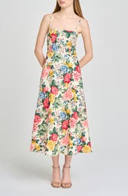 WAYF Josefina Floral Linen Blend Midi Dress