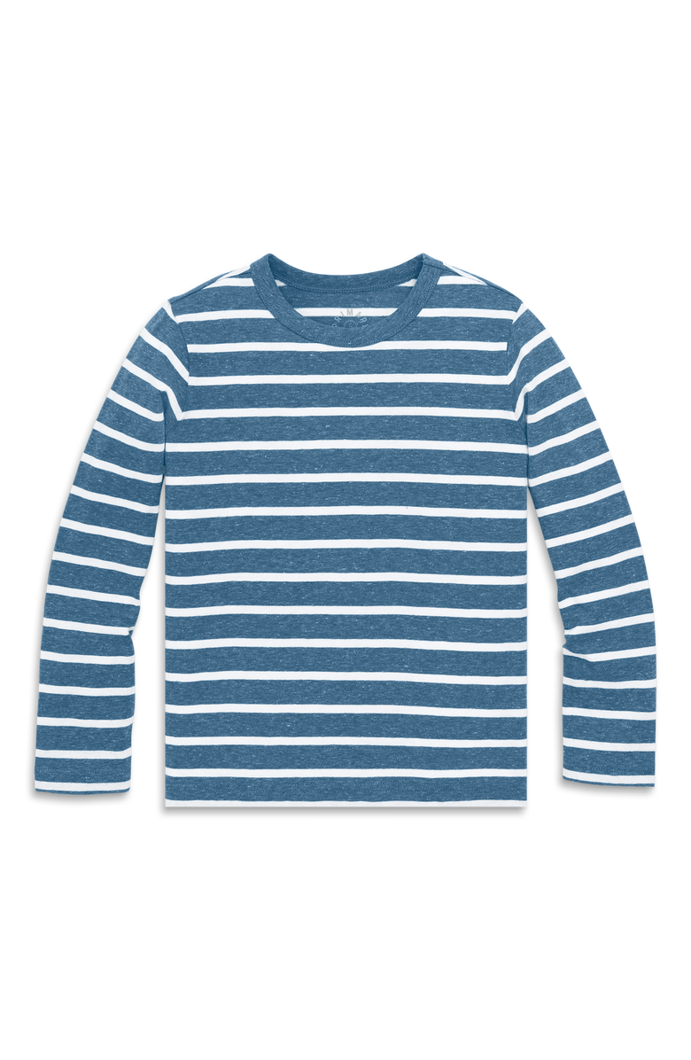 Primary Kids Heathered Long Sleeve Stripe Tee, Main, color, Moonlight/ White Stripe