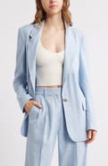 Open Edit Everyday One-Button Linen Blend Blazer