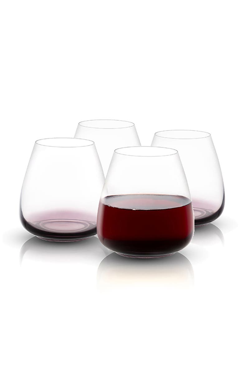 JoyJolt Set of 4 Black Swan Stemless Wine Glasses, Main, color, Clear