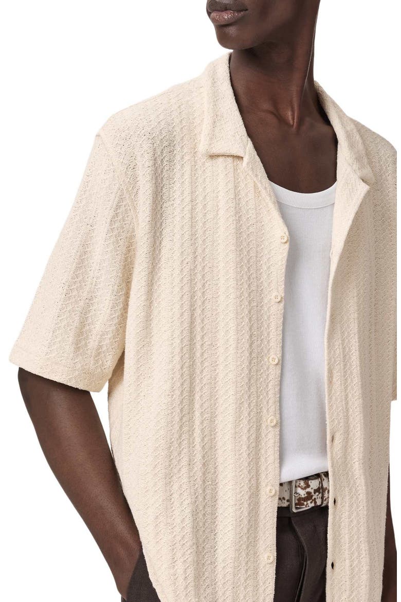 Trace Textured Cotton Camp Shirt, Alternate, color, COTTAGE WHITE