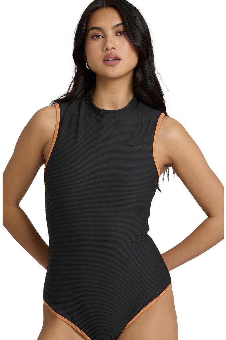 Tanlines High Neck Glider One-Piece Swimsuit, Alternate, color, BLACK