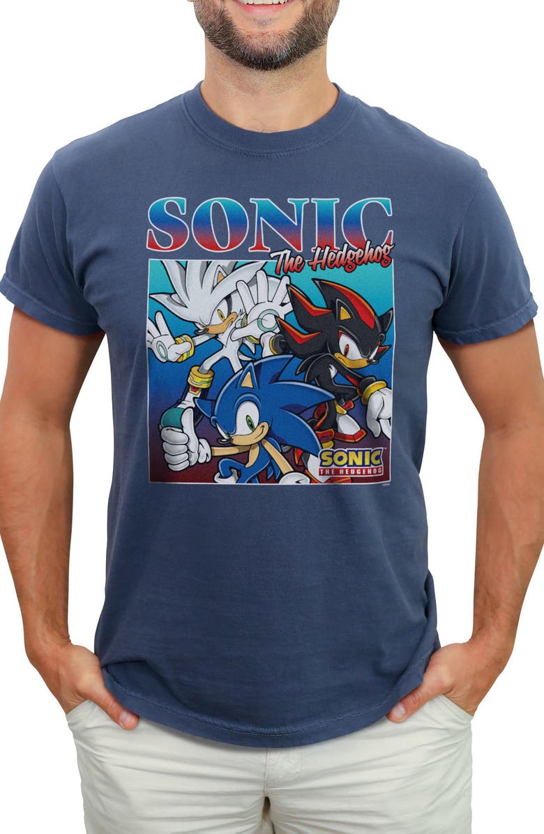 Sonic the Hedgehog Men's Sonic the Hedgehog Trio Poster Graphic T-Shirt, Main, color, Navy Blue
