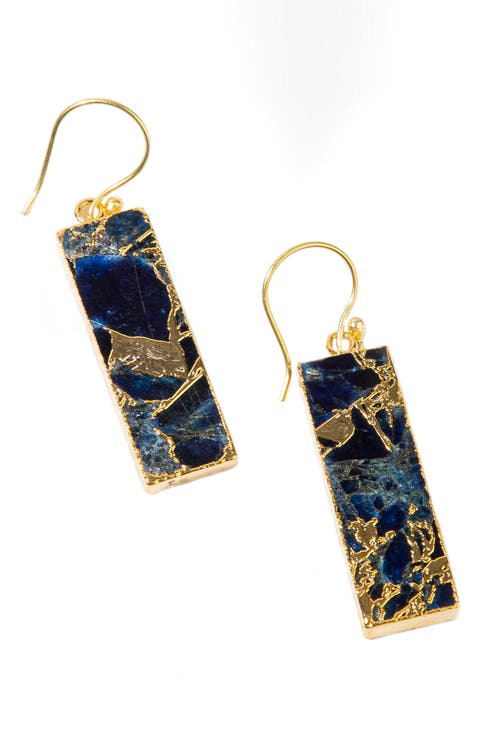 18K Gold Plated Mojave Sapphire Drop Earrings