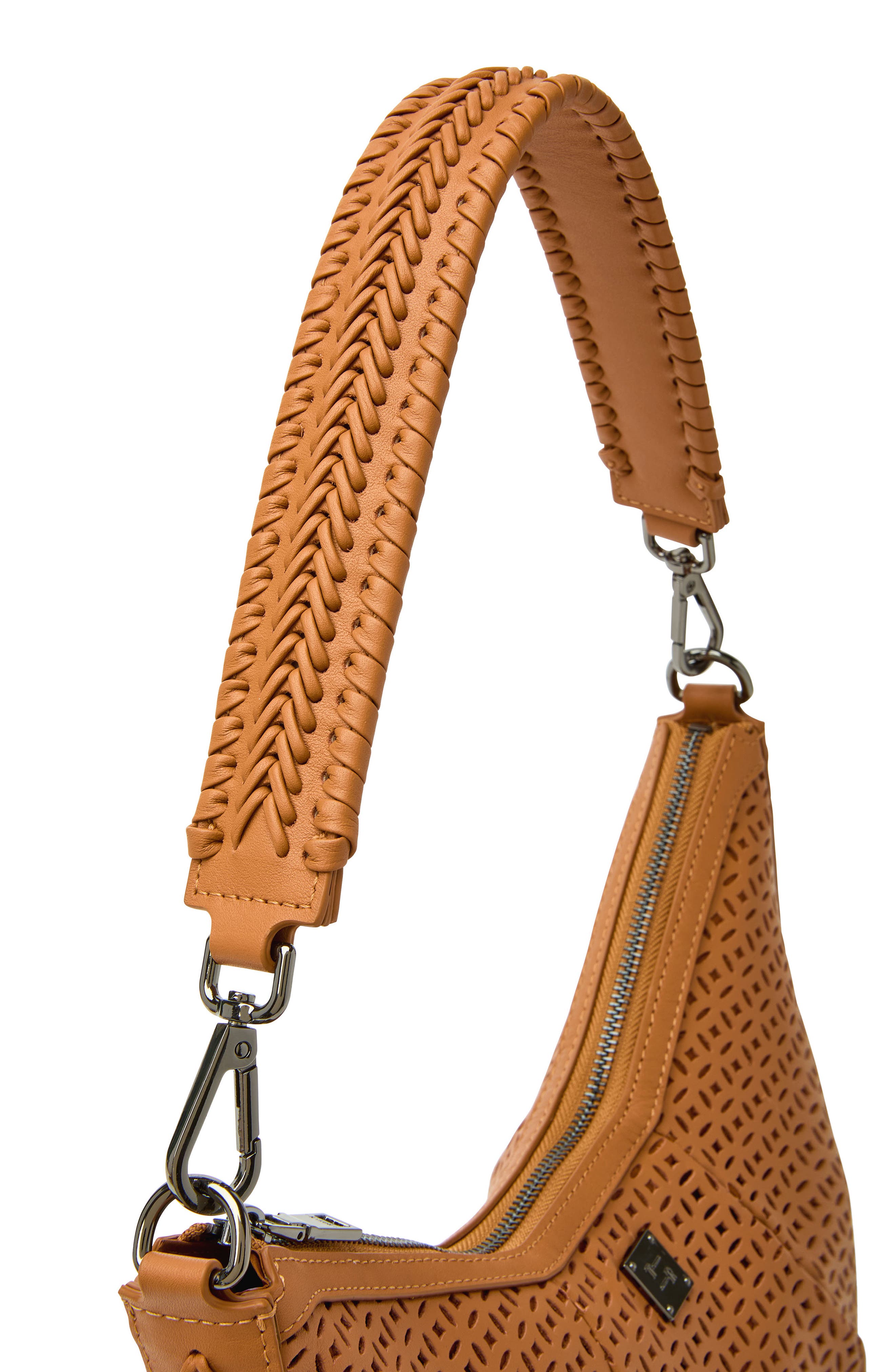 THINK ROYLN Posh Leather Shoulder Bag, Alternate, color, Terracotta Perforated Leather