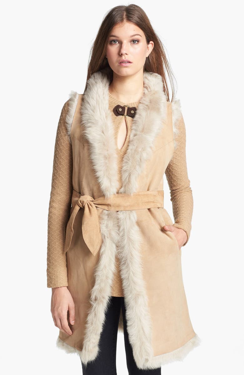 Tory Burch 'Dominique' Reversible Genuine Shearling Vest, Alternate, color, 