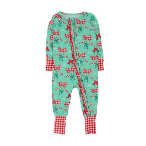 SoftSnooze Holiday Convertible Ruffle One Piece Pajama