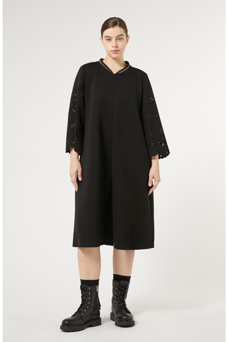 Editta Scuba Knit Dress, Alternate, color, BLACK