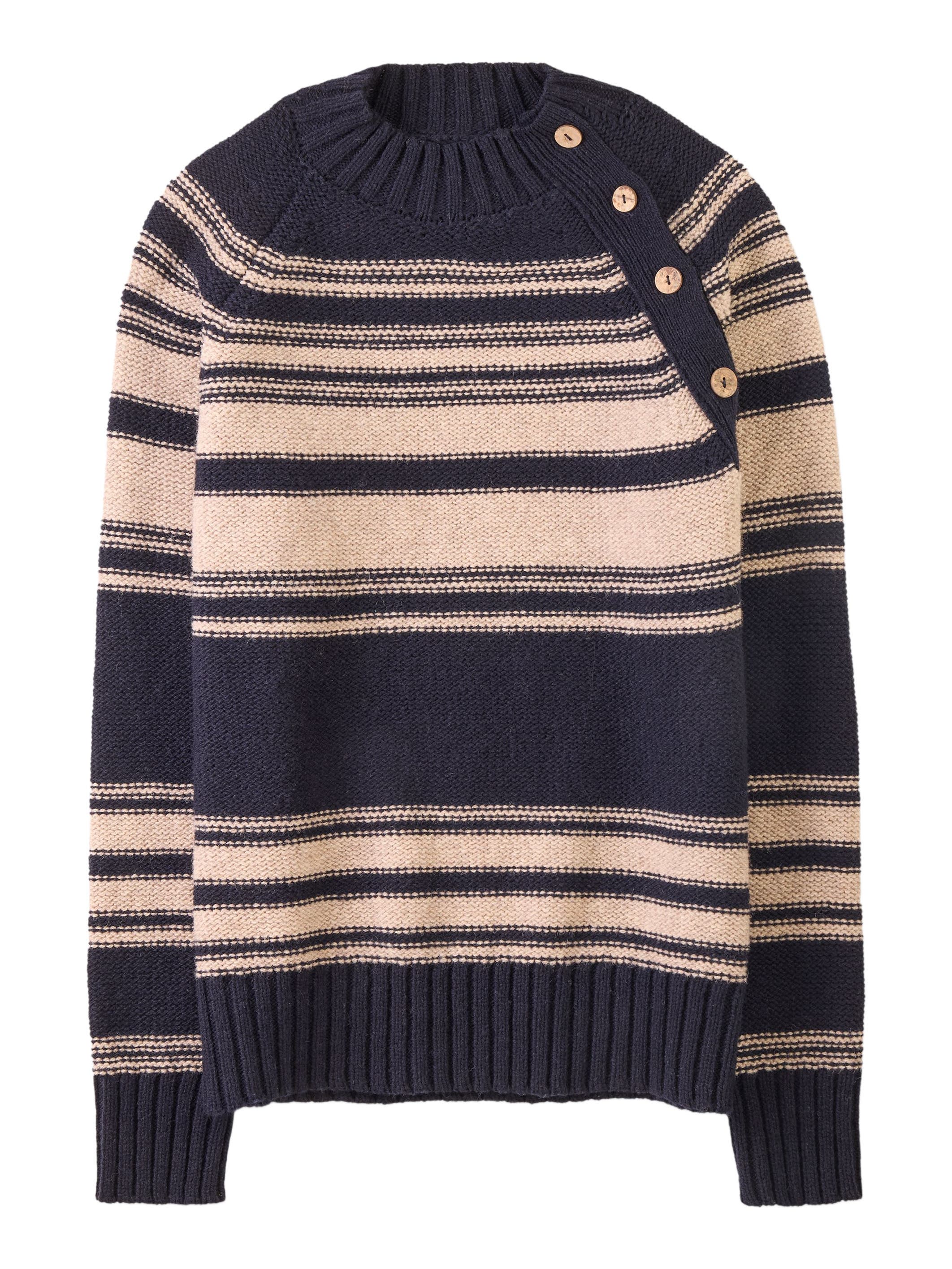 Pure Wool Stripe Button Neck Sweater - image 2