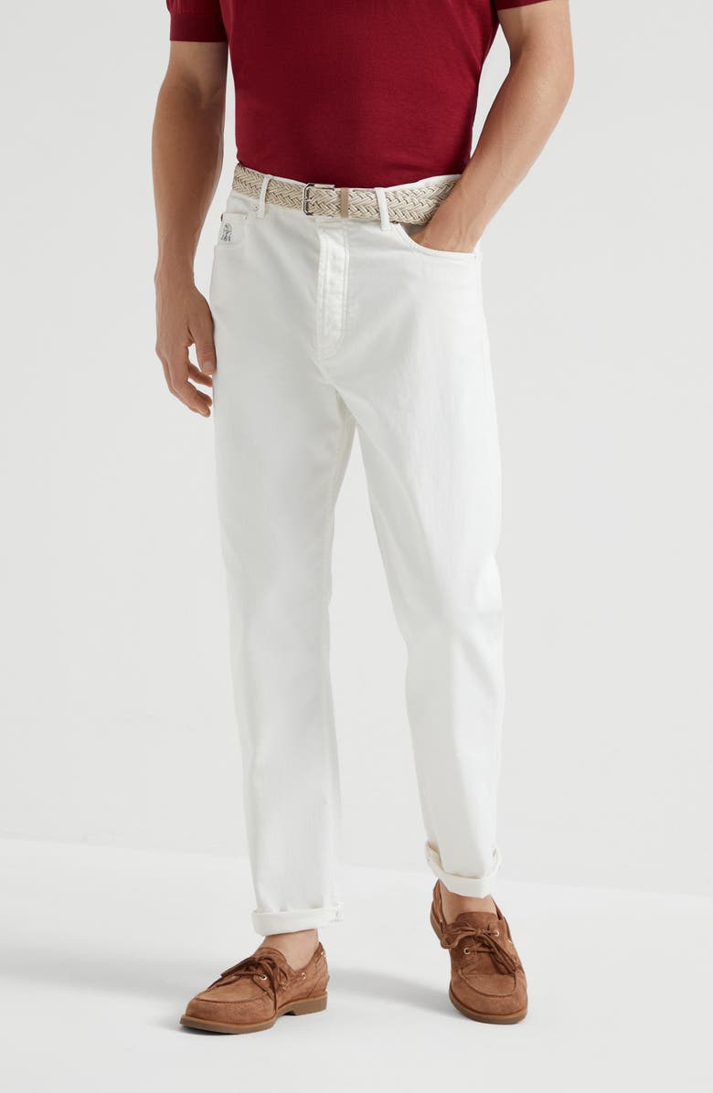 Brunello Cucinelli Garment-dyed denim trousers, Alternate, color, 