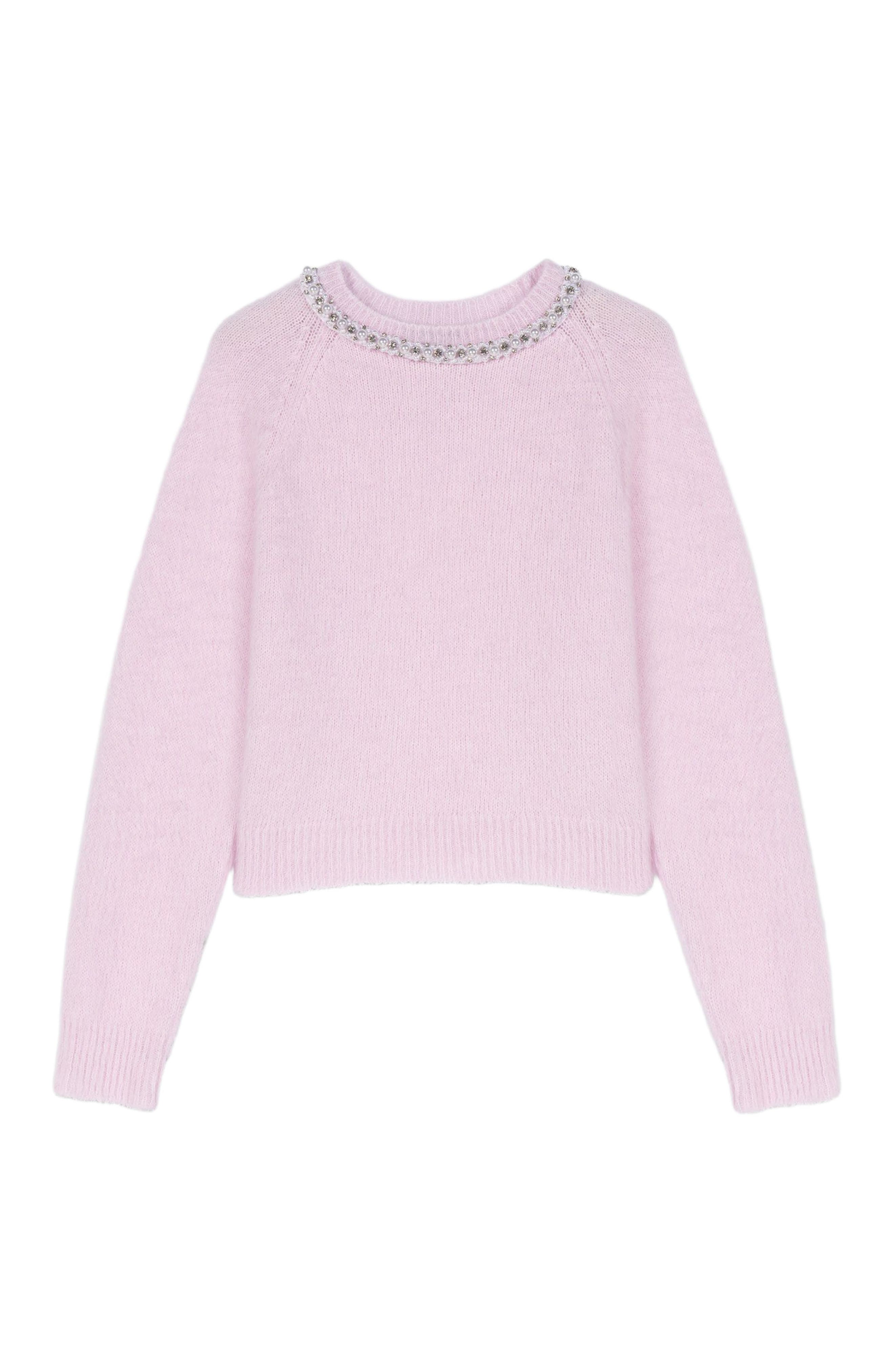 Removable jewel collar sweater