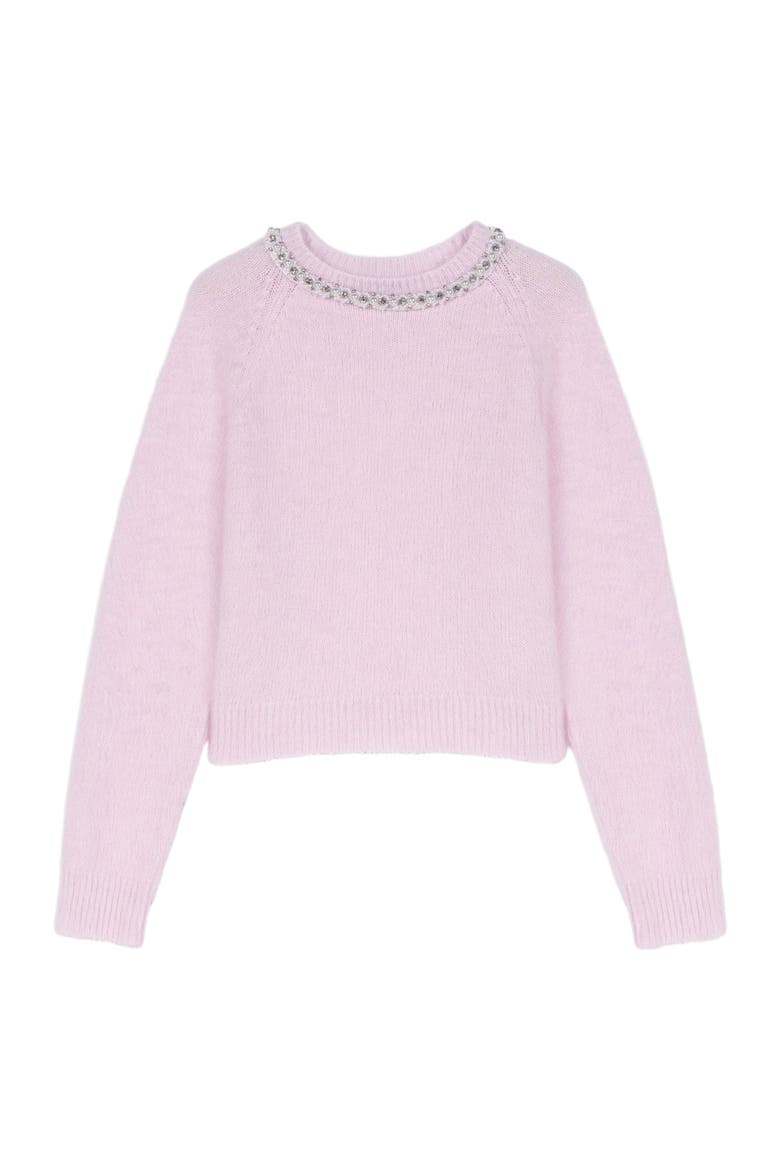 Removable jewel collar sweater, Main, color, Pink