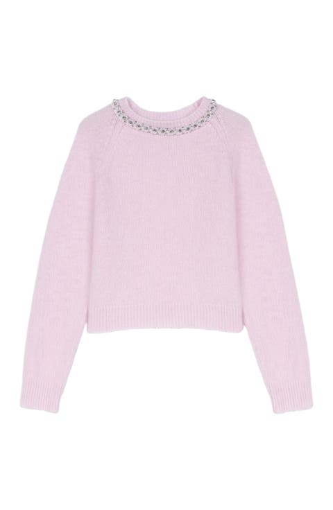 Removable jewel collar sweater