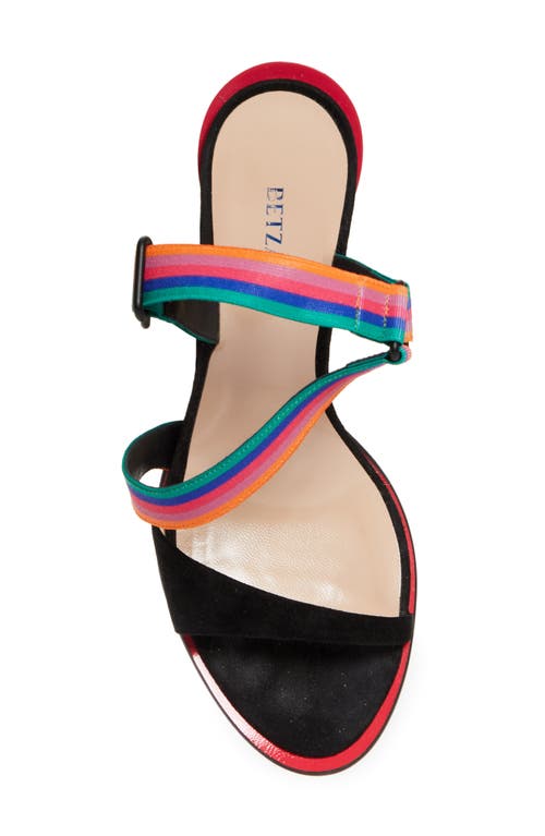 Betzábe Selena Pride Strap Sandal In Black Suede Pride Stripe