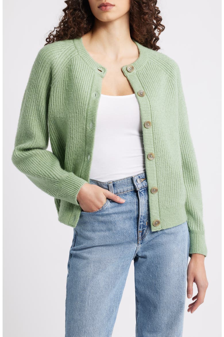 Cozy Rib Cardigan, Alternate, color, GREEN HEDGE