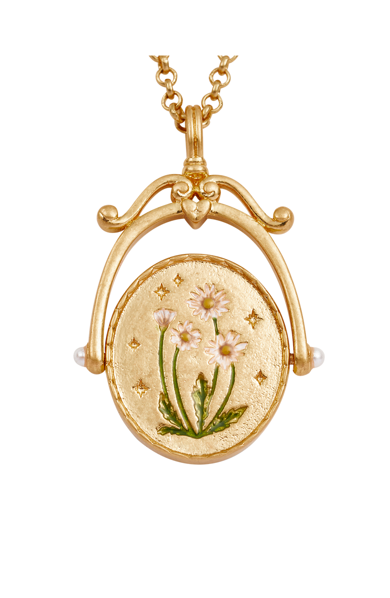 Fable England D Initial Daisy Gold Spinner Chain Necklace, Alternate, color, Gold