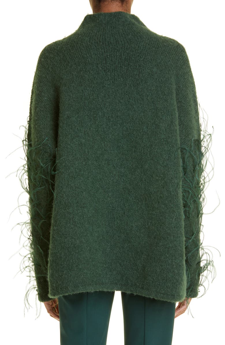 LAPOINTE Ostrich Feather Embellished Alpaca Blend Funnel Neck Sweater, Alternate, color,