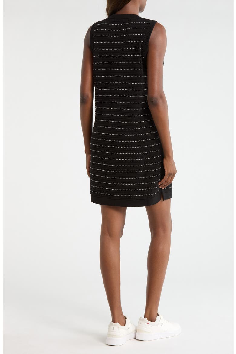 Mindy Mixed Stitch Stripe Sleeveless Cotton Sweater Minidress, Alternate, color, BLACK