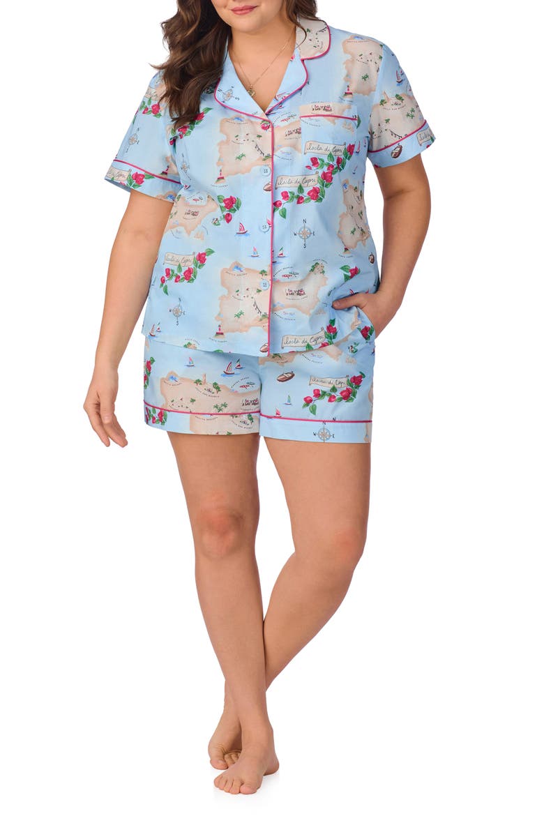 Print Organic Cotton Poplin Short Pajamas, Alternate, color, CIAO CAPRI