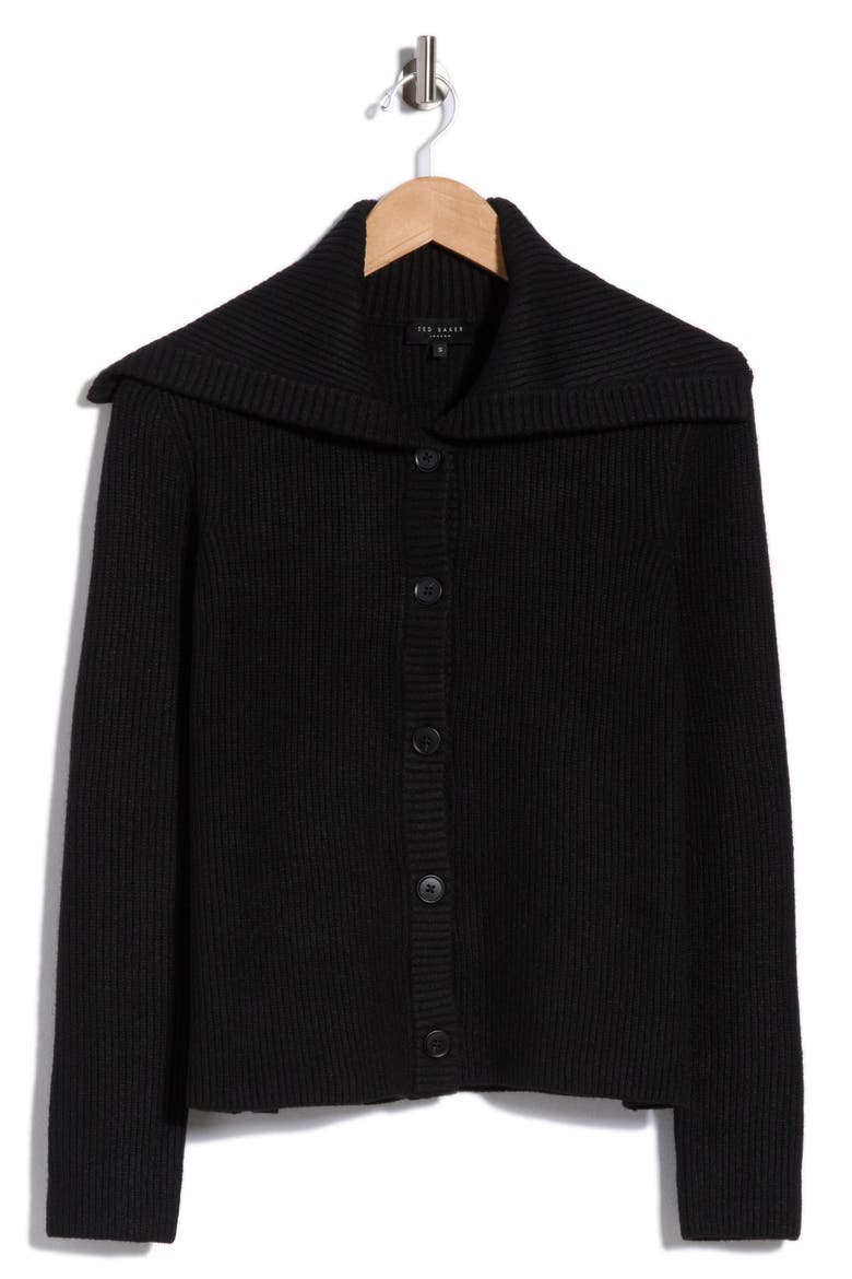 Sailor Collar Cardigan, Main, color, RICH BLACK