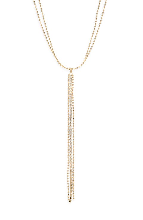 Ball Chain Tassel Lariat Necklace