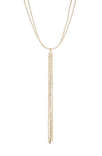Nordstrom Rack Ball Chain Tassel Lariat Necklace In Gold