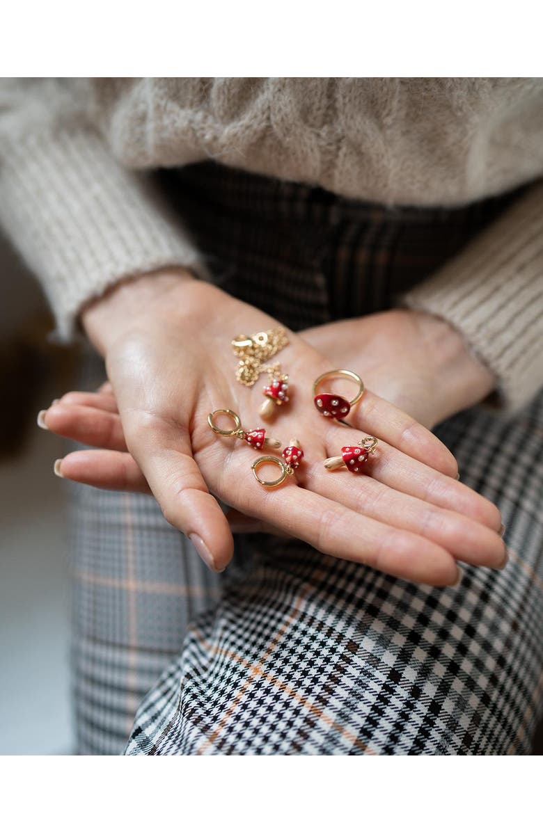 Fable England Enamel Mushroom Charm, Alternate, color, Multi & Gold