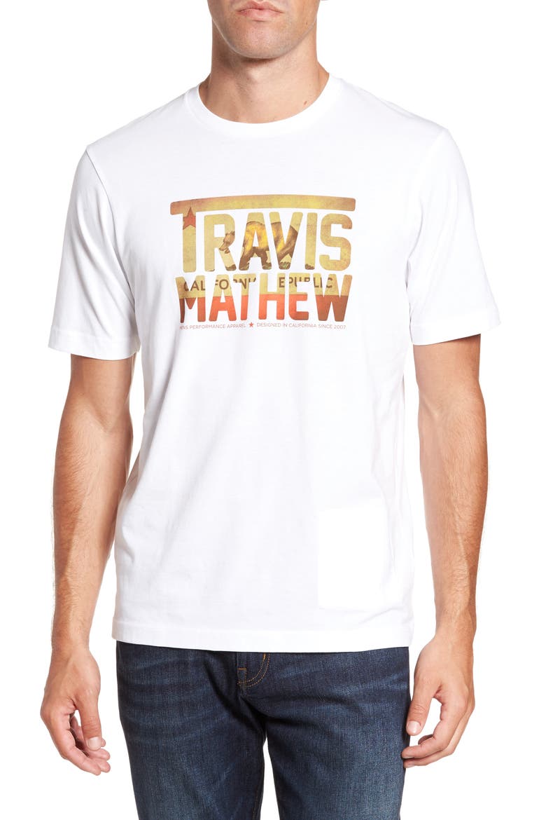 Travis Mathew Cali Bear TM T-Shirt, Main, color, WHITE