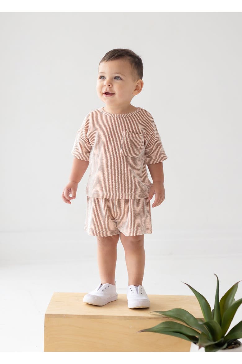 Bear Short Sleeve Two Piece Set, Alternate, color, Brown