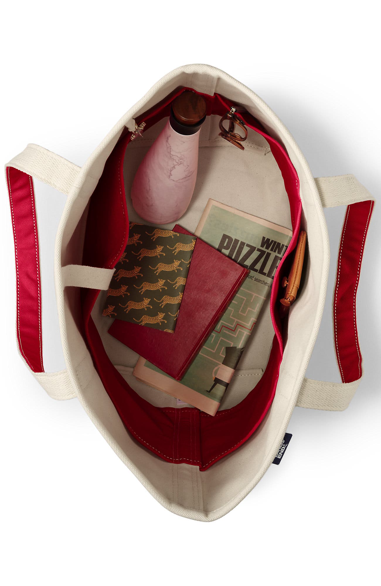 Open Top Canvas Tote Bag, Alternate, color, Natural/Heritage Red