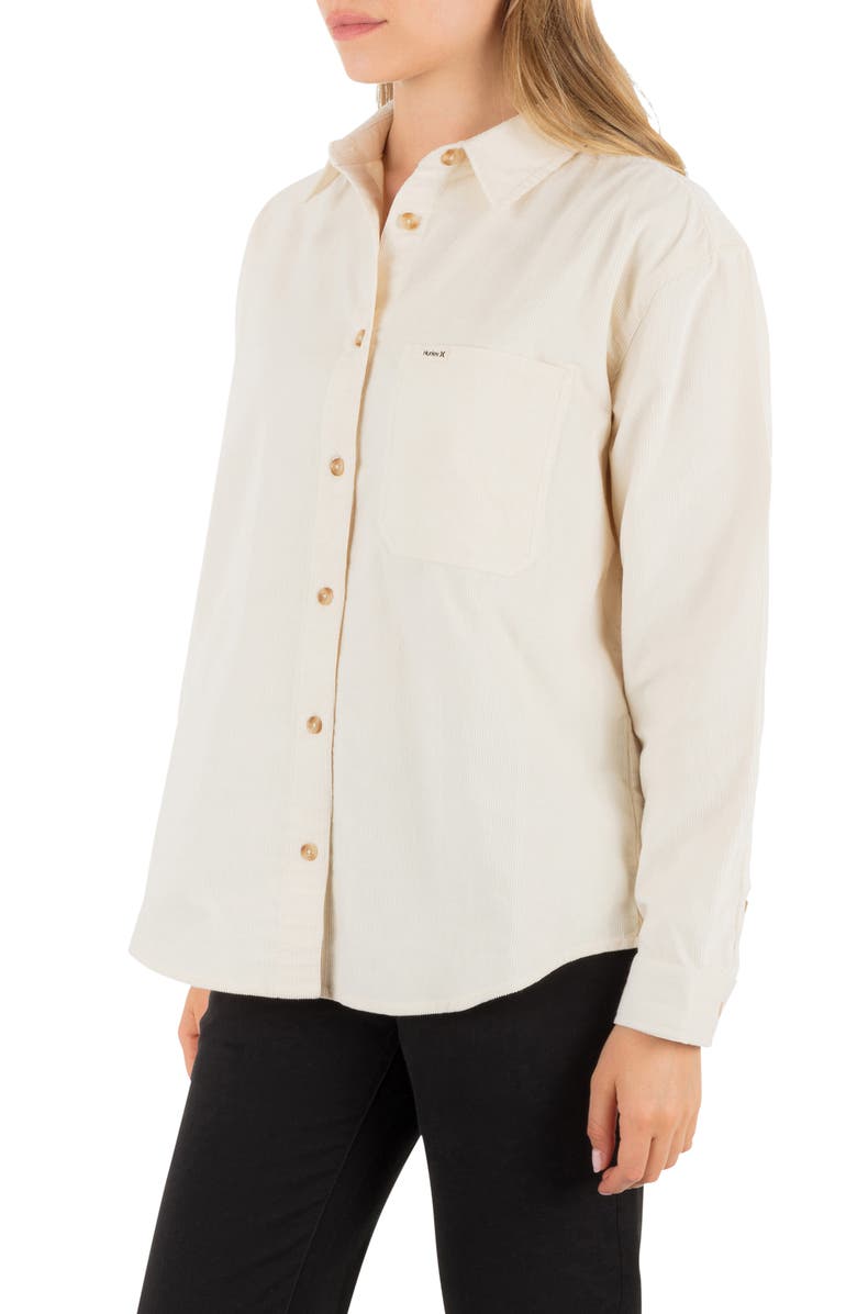 Hurley Drift Cotton Overshirt, Alternate, color, Off White