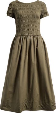 Madewell Smocked Boatneck Midi Dress