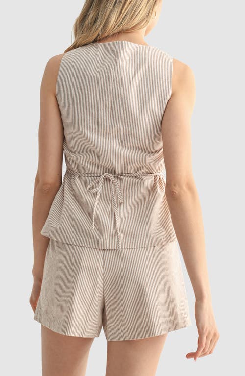 Lush Button Front Cotton Vest In Neutral