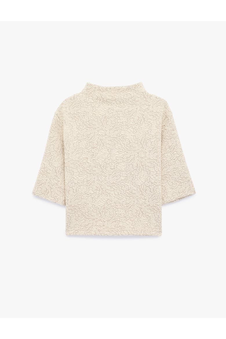 High Neck Short Sleeve T-Shirt, Alternate, color, BEIGE